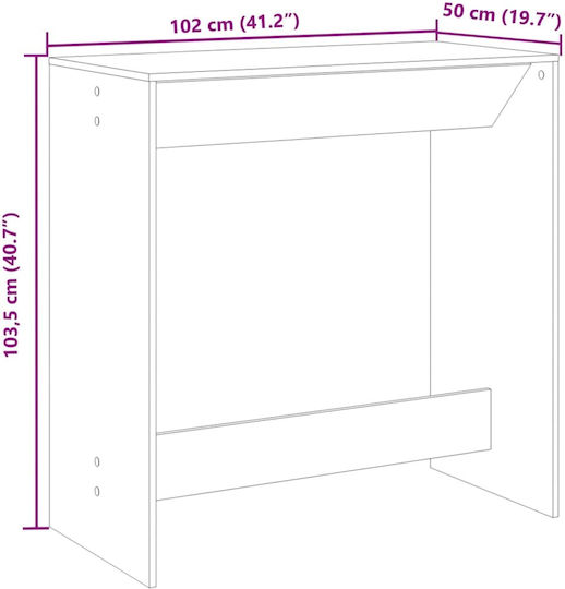 Бар Масa Дървена Сива Бетон 102x50x103.5см
