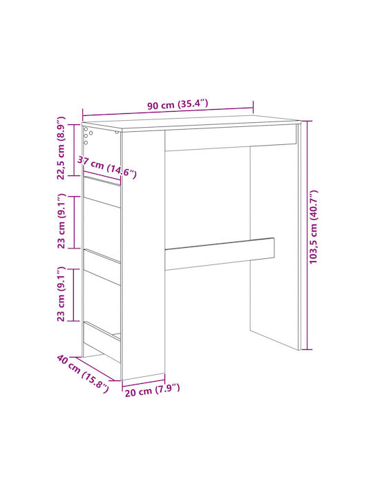Τραπέζι Μπαρ Ξύλινο Δρύς 90x40x103.5εκ.