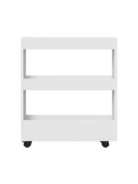 vidaXL Wooden Kitchen Trolley 3 Tiers White 60x18x70cm
