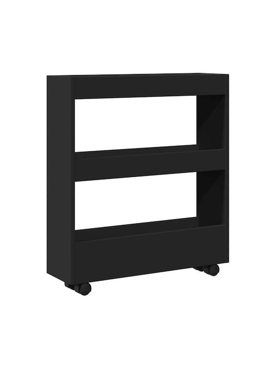 vidaXL Τρόλεϊ Κουζίνας Ξύλινο 3 Θέσεων Μαύρο 60x18x70cm