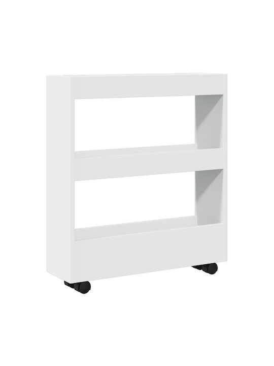 vidaXL Wooden Kitchen Trolley 3 Tiers White 60x18x70cm