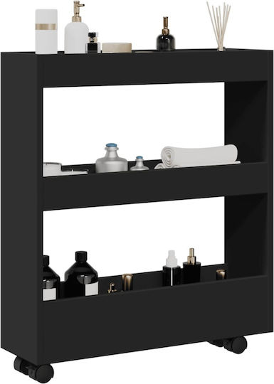 vidaXL Τρόλεϊ Κουζίνας Ξύλινο 3 Θέσεων Μαύρο 60x18x70cm