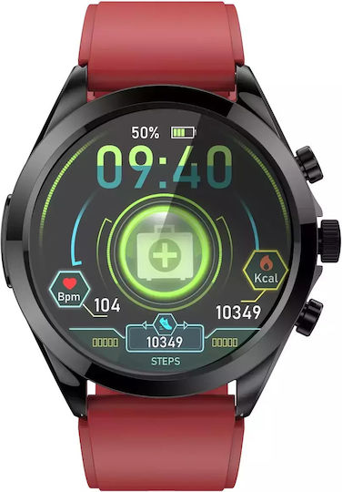 Nubi Et44 Smart Watch Bluetooth Calling Sports Modes Steps Heart Rate Monitoring Sleep Oxygen Level Notifications Red Silicone