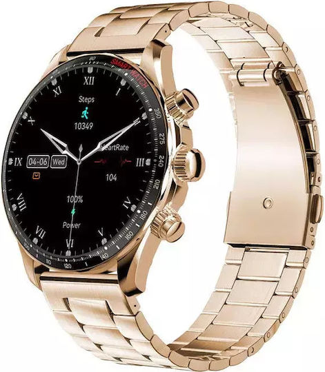 Men's Smart Watch Nubi Km68 Bluetooth Call Amoled Screen Heart Rate Monitoring Sleep Oxygen Level Notifications Extra Strap Gold