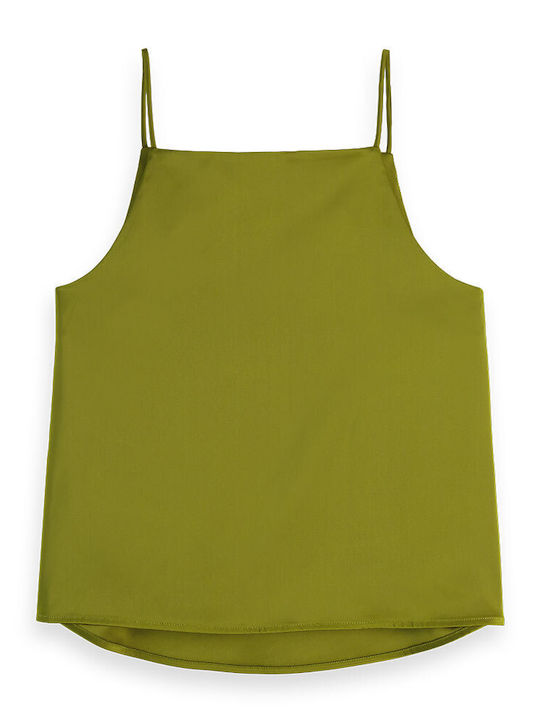 Scotch & Soda Women's Blouse Satin Sleeveless Moss Green