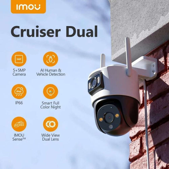 Imou Cruiser Dual IP Dual Κάμερα Παρακολούθησης Wi-Fi 3+3MP Αδιάβροχη με Αμφίδρομη Επικοινωνία και Φακό 3.6mm