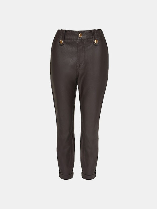 Lynne Damen Chino Hose mit Gummizug in Normaler Passform coffee