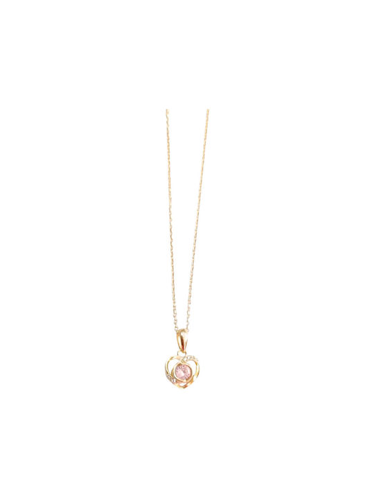 Prince Silvero Necklace with design Heart from Pink Gold Plated Silver