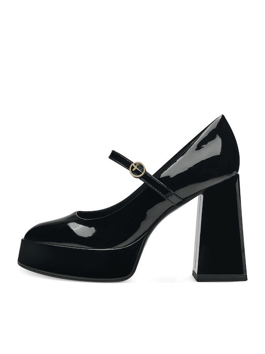 Pumps mit Riemchen & Chunky hoher Absatz Schwarz