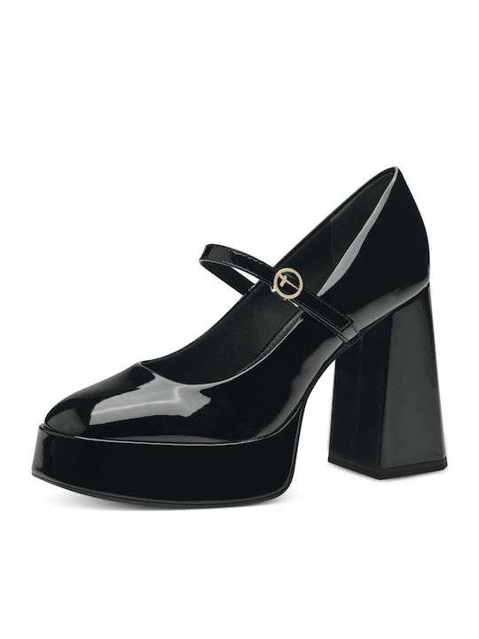 Pumps mit Riemchen & Chunky hoher Absatz Schwarz