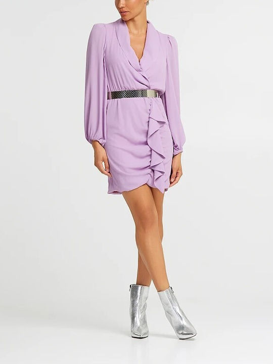 Lynne Mini Dress with Ruffle Lilac