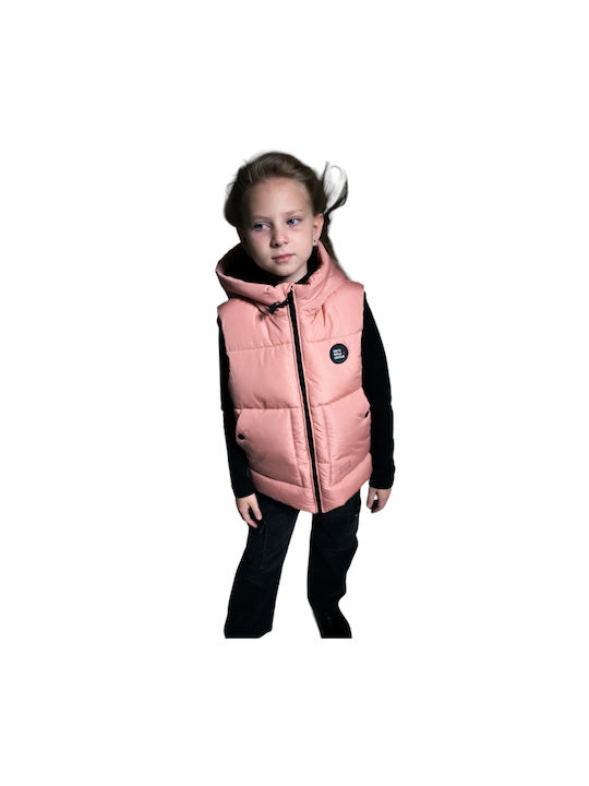 Evita Kids Casual Jacket Sleeveless with Hood Pink