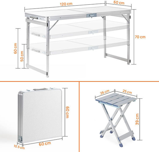 Table Product Dimensions 38.1 W X 83.8 L X 10.2 H cm Foldable Portable Beach Camping Holidays Trips Events Chairs Integrated Vk89