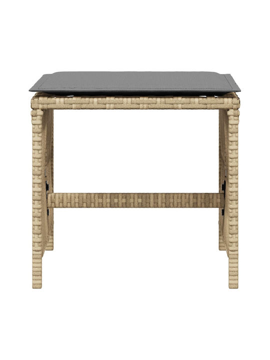 Băncuțe De Grădină Cub Pentru Exterior Rattan Cu Pernă Bej 4 Buc 41x41x36cm