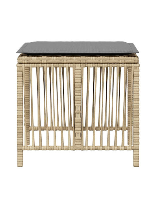 Băncuțe De Grădină Cub Pentru Exterior Rattan Cu Pernă Bej 4 Buc 41x41x36cm