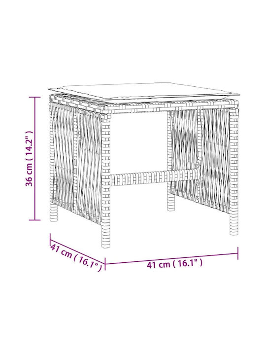 Băncuțe De Grădină Cub Pentru Exterior Rattan Cu Pernă Bej 4 Buc 41x41x36cm