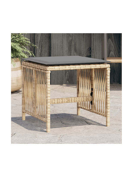 Băncuțe De Grădină Cub Pentru Exterior Rattan Cu Pernă Bej 4 Buc 41x41x36cm