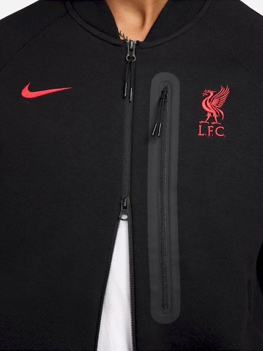 Liverpool F.C. Tech Fleece Ζακέτα με Κουκούλα Μαύρη