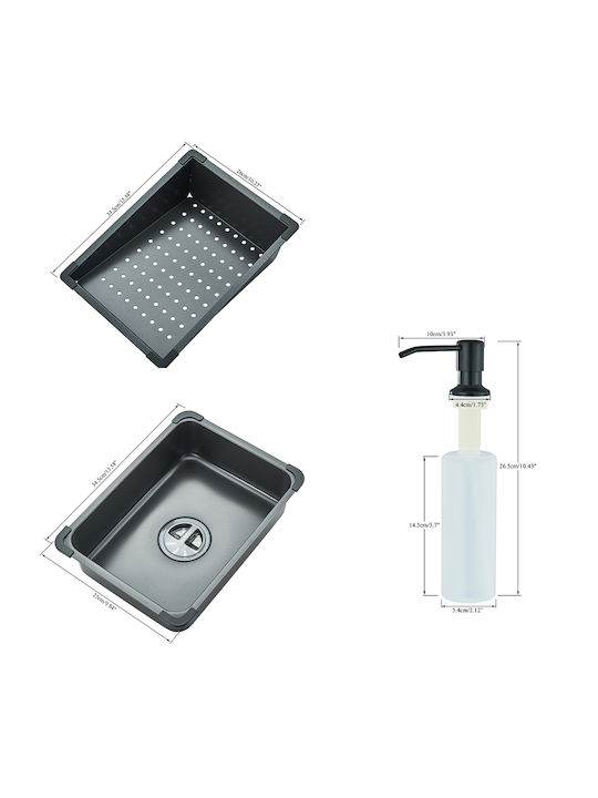 Ένθετος Νεροχύτης Inox με Μπαταρία Μ60xΠ45cm Μαύρος