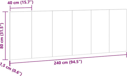 vidaXL Wooden Bed Headboard Brown 240x80cm