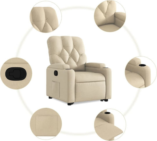 Relax Armchair with Footstool Cream 74x86.5x93.5cm