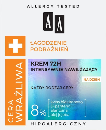 AA Light 72ωρη Ενυδατική Κρέμα Προσώπου Ημέρας με Υαλουρονικό Οξύ 50ml