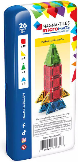 Magna-Tiles Μαγνητικό Παιχνίδι Κατασκευών Micromags Travel Set για Παιδιά 3+ Ετών