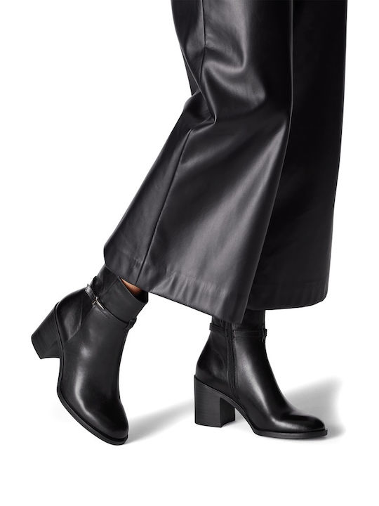 Leather Women's Ankle Boots with High Heel Black