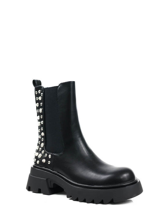 Black Chelsea Boots with Decorative Studs