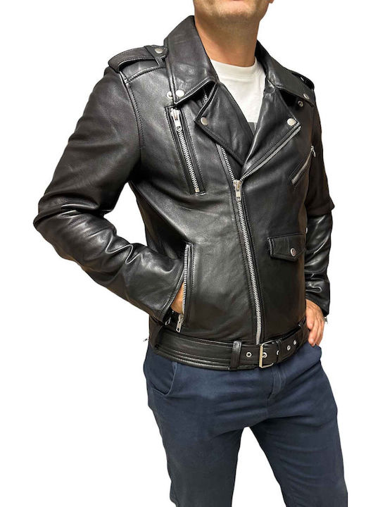 Δερμάτινο Μπουφάν Biker Μαύρο