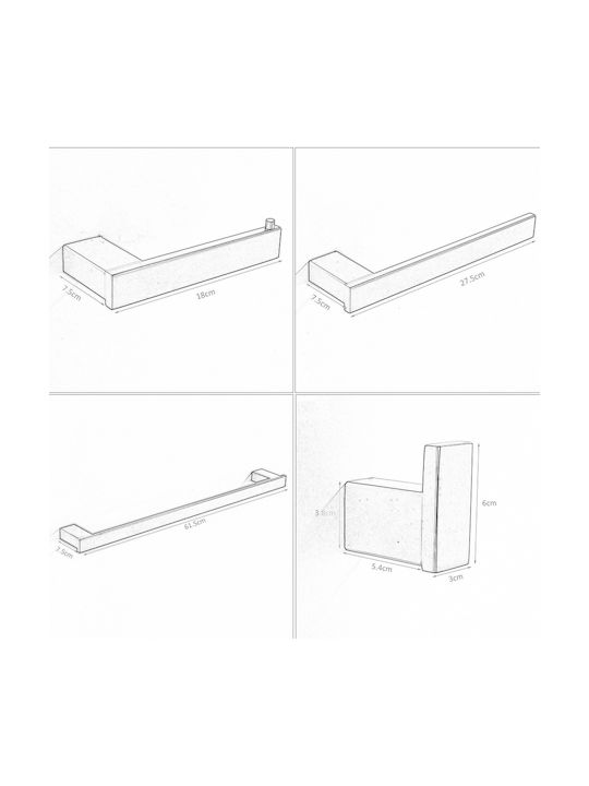 Set Accesorii Baie Metalic Argintiu 4buc