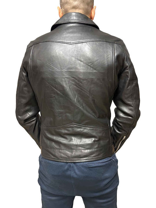 Δερμάτινο Μπουφάν Biker Μαύρο