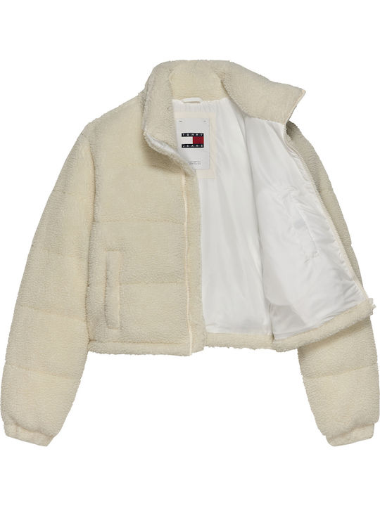 Tommy Hilfiger Women's Short Puffer Jacket for Winter Beige