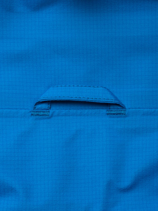 Women's Running Short Sports Hardshell Jacket Waterproof and Windproof for Winter with Hood Elec Blue/aquamint Blue