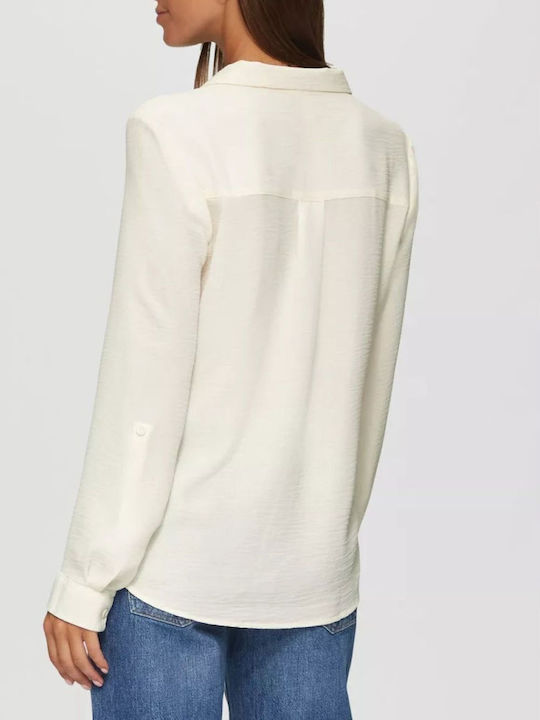 S.Oliver Women's Long Sleeve Shirt Cream