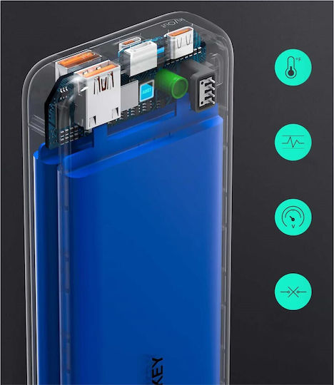 Aukey PB-N74S Basix Plus Baterie Externă 20000mAh 22.5W cu 2 Porturi de Ieșire USB-A și Port de Ieșire USB-C Încărcare Rapidă Neagră