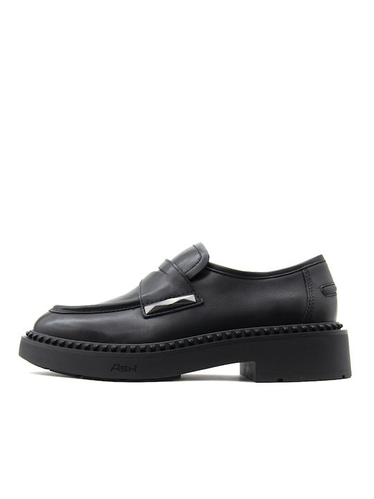 Ash Combo A Leather Women's Loafers in Black Color