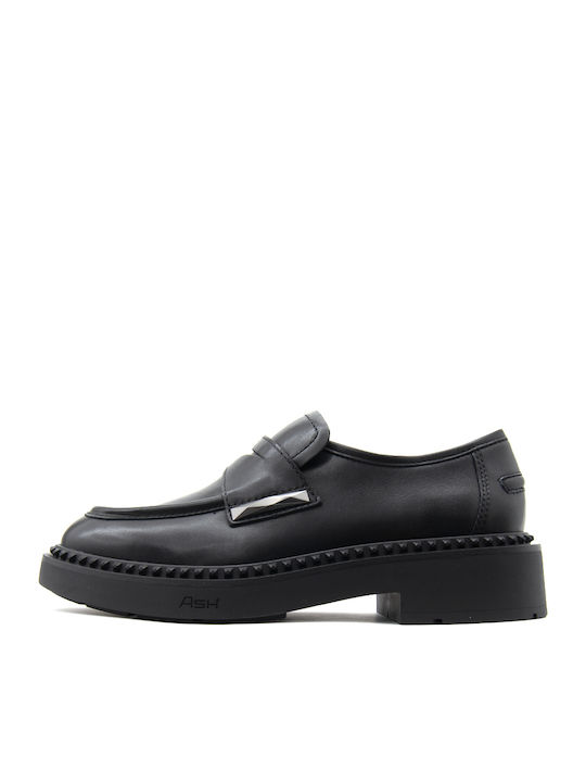 Ash Combo A Leather Women's Loafers in Black Color
