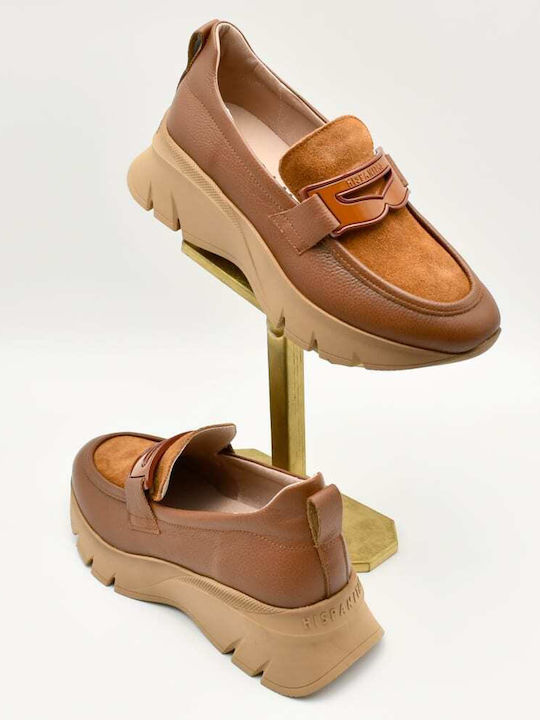 Δερμάτινα Γυναικεία Loafers σε Καφέ Χρώμα