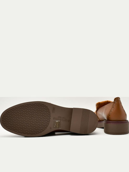 Leather Women's Loafers in Brown Color