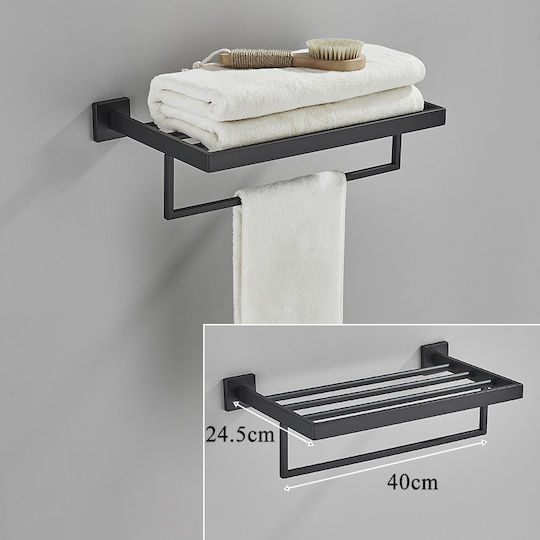 Rack de Baie cu 5 Locuri De Perete cu șuruburi ​40x40cm Negru