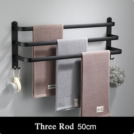 Triple Wall-Mounted Bathroom Rail 50x50cm Black Triple Wall-Mounted Bathroom Rail 50x50cm Black
