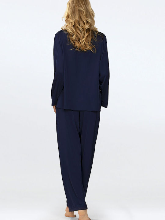 Dkaren Winter Damen Pyjama-Set Blue Jasny