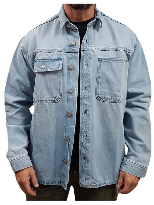 Jack & Jones Ανδρικό Πουκάμισο Overshirt Τζιν με Κανονική Γραμμή Blue Denim