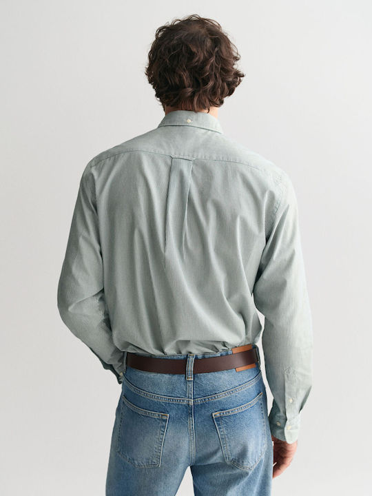 Long-sleeved Cotton Shirt Striped Green
