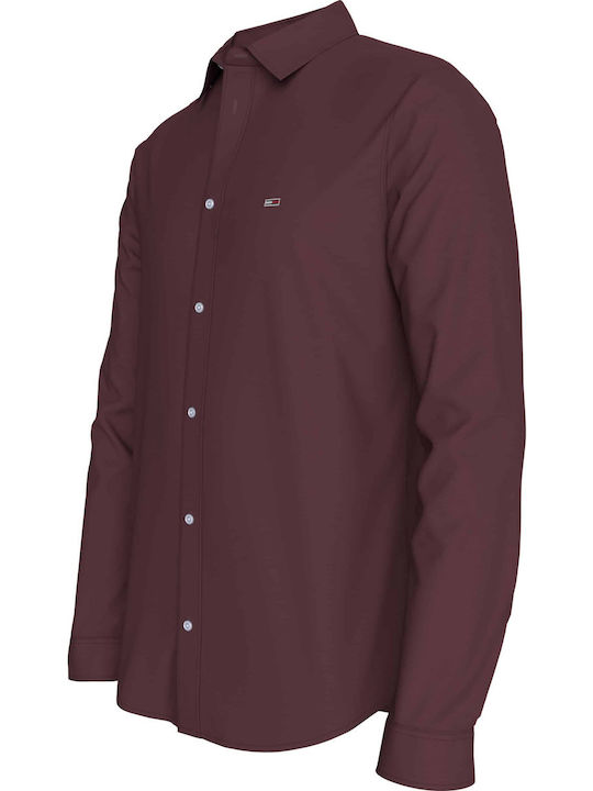 Long-sleeved Denim Shirt Burgundy