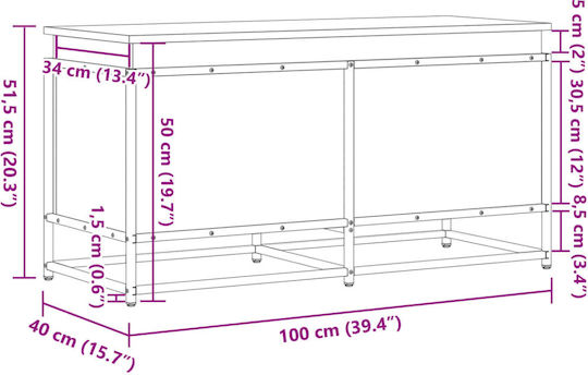 vidaXL Dekorative Truhe Hölzernes Braun 100x40x51.5cm