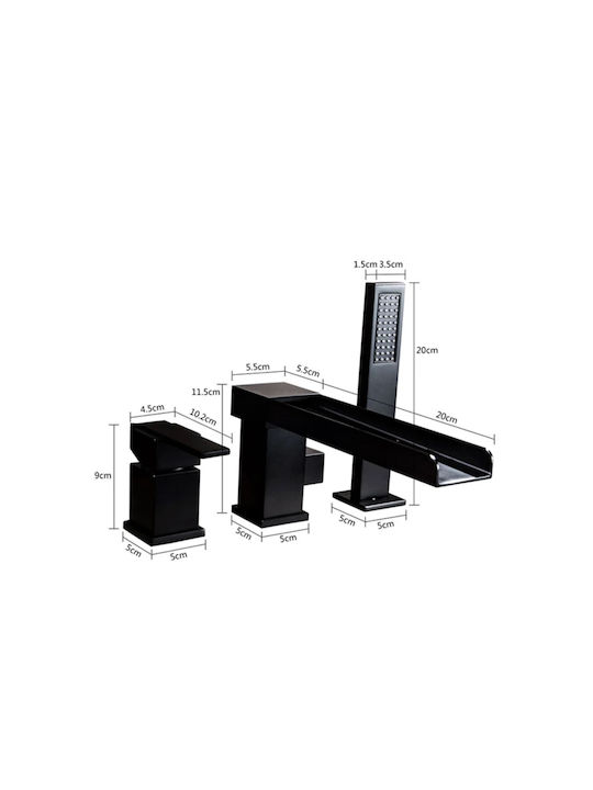 Mischung Bade- / Duscharmatur Badewanne Komplettes Set Schwarz