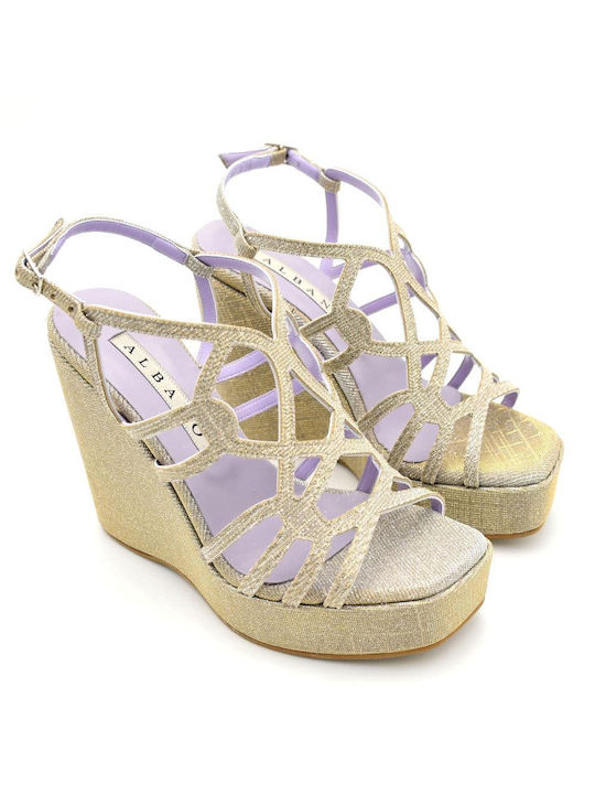 Albano Leder Damen Sandalen in Gold Farbe