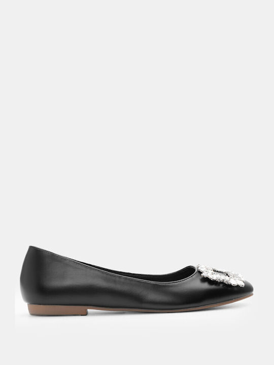 Luigi Synthetic Leather Pointy Ballerinas Black